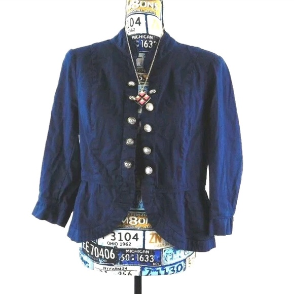 Roz & Ali Jackets & Blazers - Roz & Ali Military Style Crop Jacket Buttons